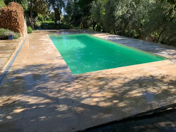Piscine et plage travertin sous oliviers, photo 22 sur 25